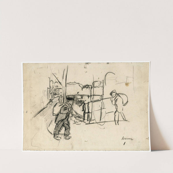 Mannen sjouwen met zakken over een brug (1898) by Isaac Israëls