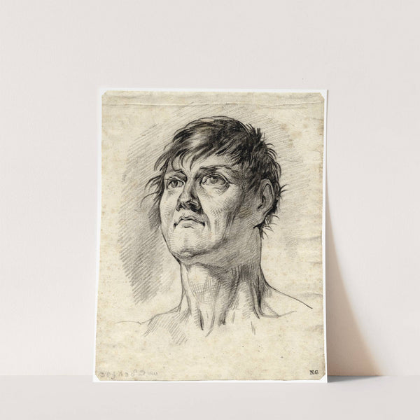 Mannenkop, omhoogkijkend, driekwart naar links gewend by David Humbert de Superville