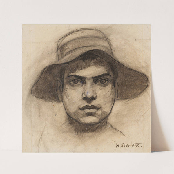 Männerkopf mit Hut (1910) by Hermann Stenner