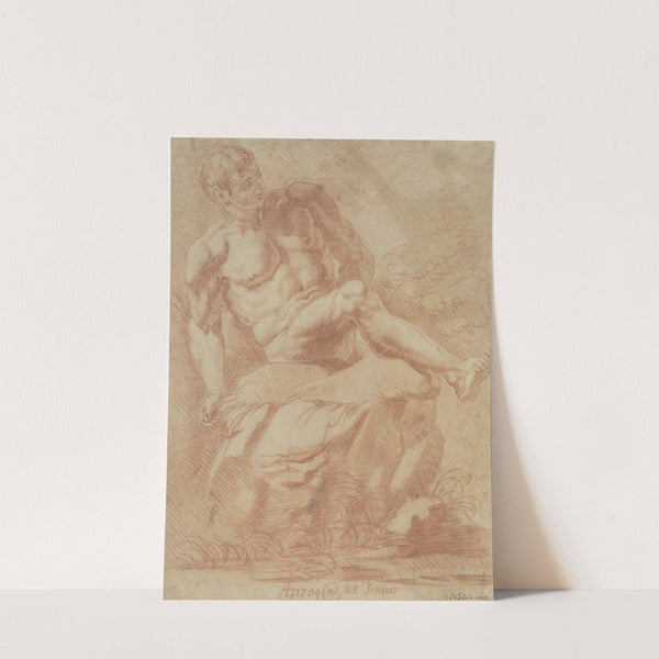 Männlicher Akt auf einem Felsen, nach rechts gewandt by Josef Neher