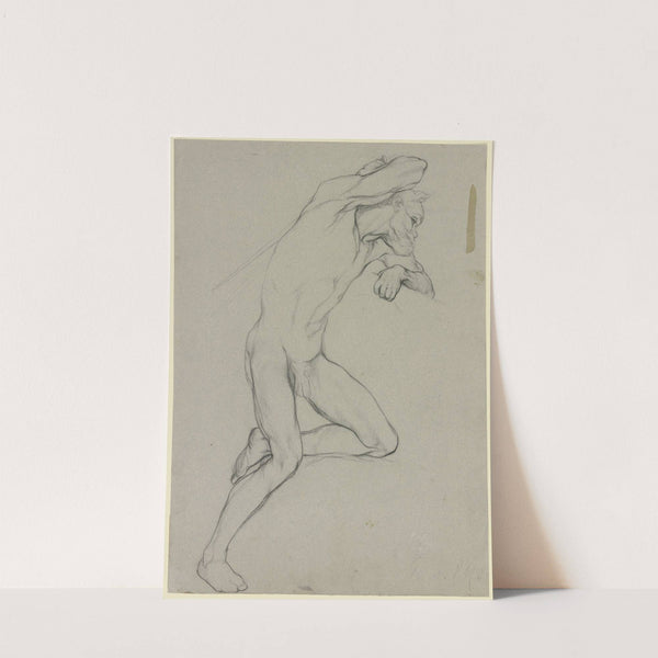 Männlicher Akt nach rechts, mit dem linken Bein auf einer Erhebung kniend by Victor Müller