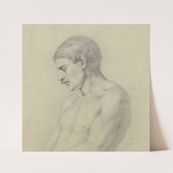 Männlicher Halbakt im Profil nach links by Jakob Becker