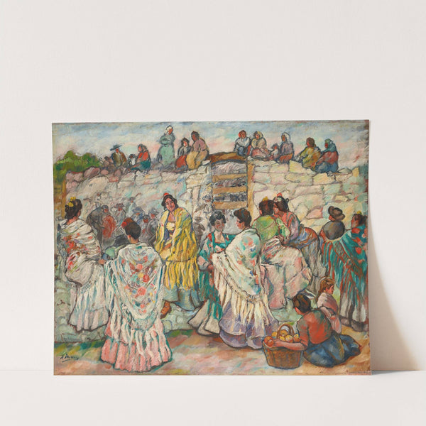 Manolas outside the bullring by Francisco Iturrino