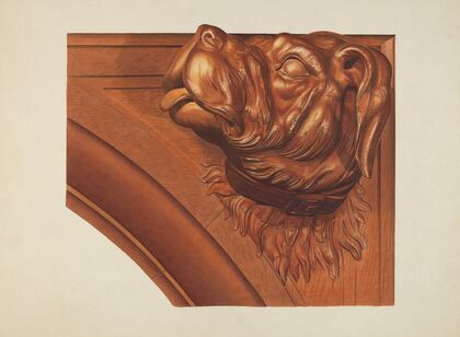Mantle Carving (Dog’s Head)
