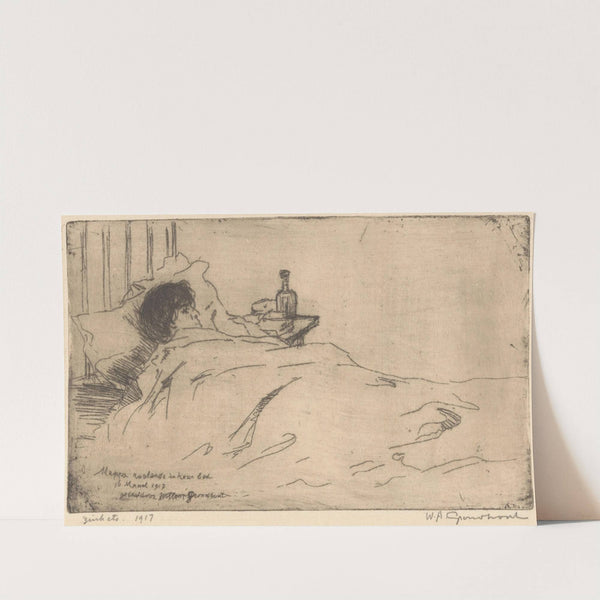 Mappie rustende in haar bed (1917) by Willem Adrianus Grondhout