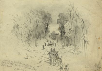 March of Genl. Fremont’s army through the woods in pursuit of Jackson