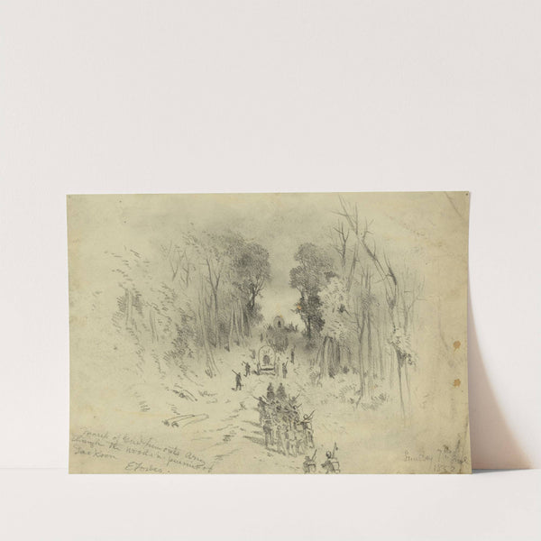 March of Genl. Fremont's army through the woods in pursuit of Jackson by Edwin Forbes