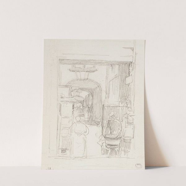 Marchand de marrons chauds à l'entrée d'un passage by Frédéric Houbron