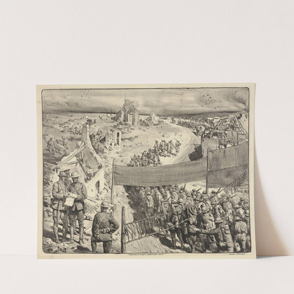 Marching in along a camouflaged road (1927) by Lucien Jonas