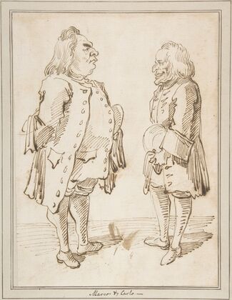 Marco and Carlo; Caricature of Two Men Standing Face to Face