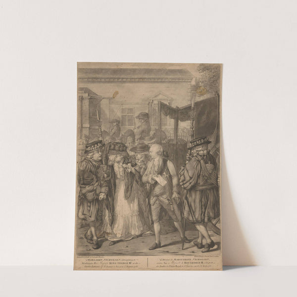 Margaret Nicholson attempting to assassinate Majesty King George IIId, at the garden entrance of St. James’s Palace, 2d August, 1786. (1786) by Robert Dighton