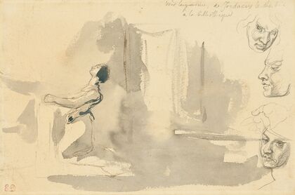 Marguerite in the church with studies of the head of Mephistopheles (1826–1827)