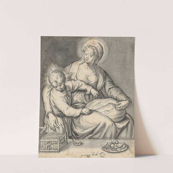Maria am Nähkissen mit dem Sohn by Peter Bock
