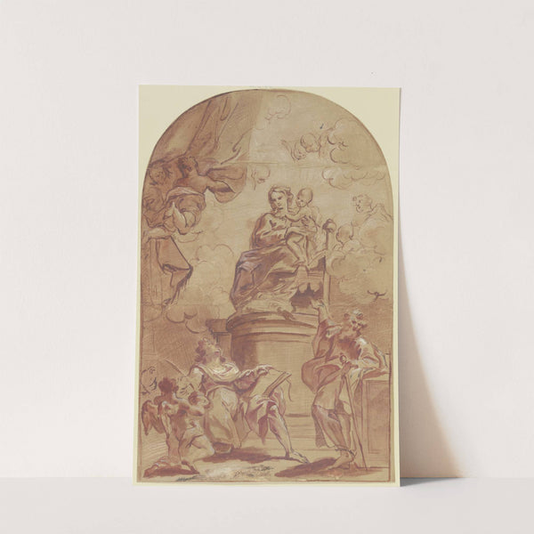 Maria auf dem Throne, dabei der Heilige Paulus und der Heilige Matthäus mit dem Engel by Giovanni Battista Gaulli