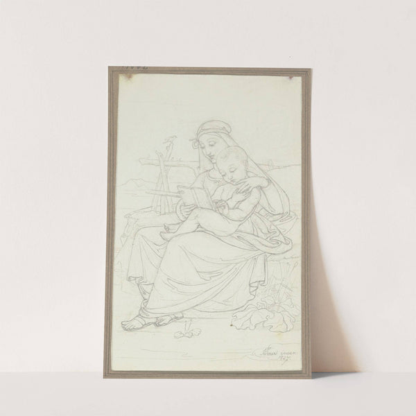 Maria auf einer Rasenbank, mit dem Jesuskind lesend by Johann Baptist Kirner