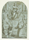 Maria med Jesusbarnet tronende, omgivet af apostlen Andreas, Johannes Døberen som barn, den hellige Jeronimus og den hellige Frans af Assisi
