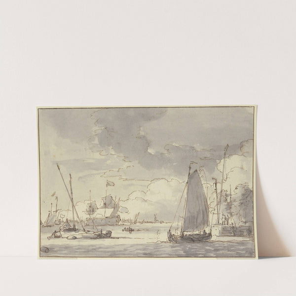 Marine, eine Barke segelt dem Ufer zu by Ludolf Backhuysen