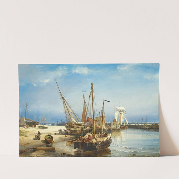 Marine med optrukne både på stranden (1860) by Carl Frederik Sørensen