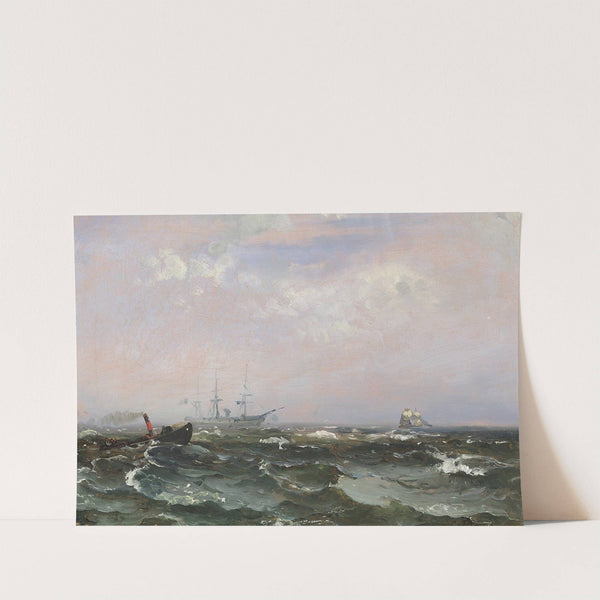 Marine med skibe i frisk vejr by Carl Frederik Sørensen