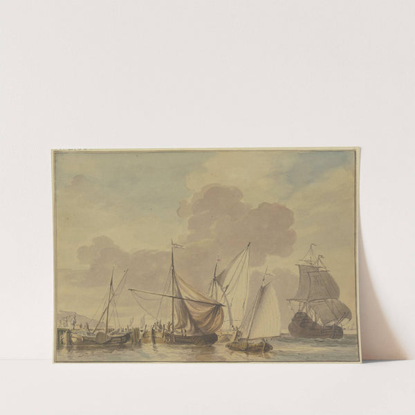 Marine mit fünf Schiffen im Vordergrund by Jan Verbruggen