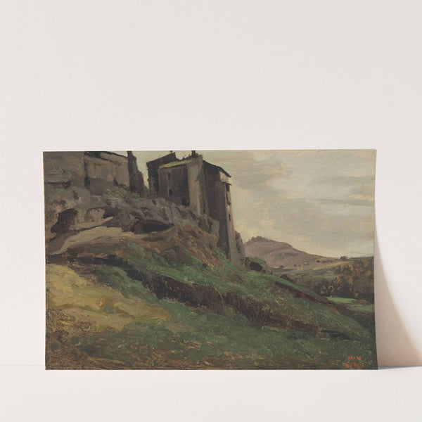 Marino, Grandes Fabriques Au Sommet De Rochers by Jean-Baptiste-Camille Corot