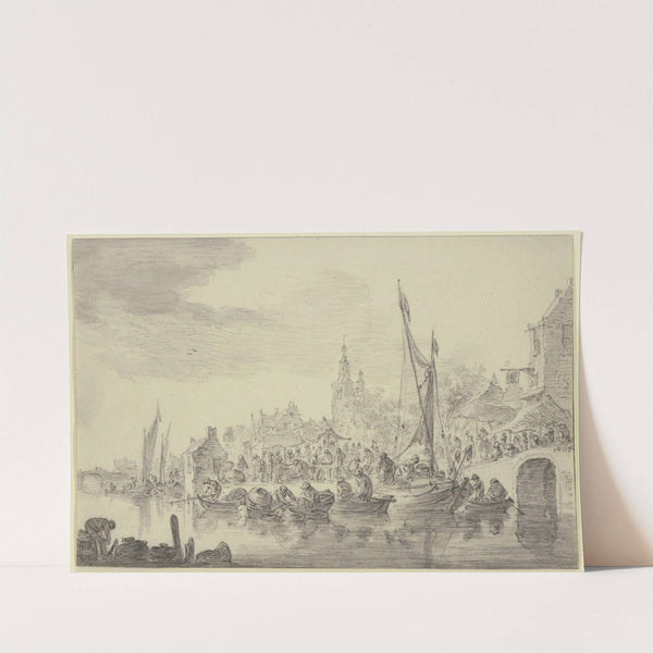 Market at the riverside by Jan van Goyen