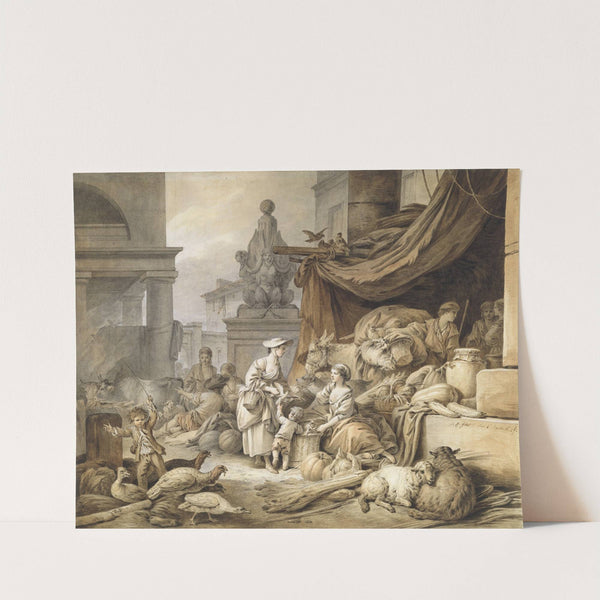 Market Scene With A Fantastic Sculpture by Jean-Baptiste Huet