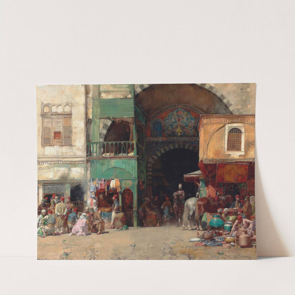 Marketplace At The Entrance To A Bazaar, Constantinople by Alberto Pasini