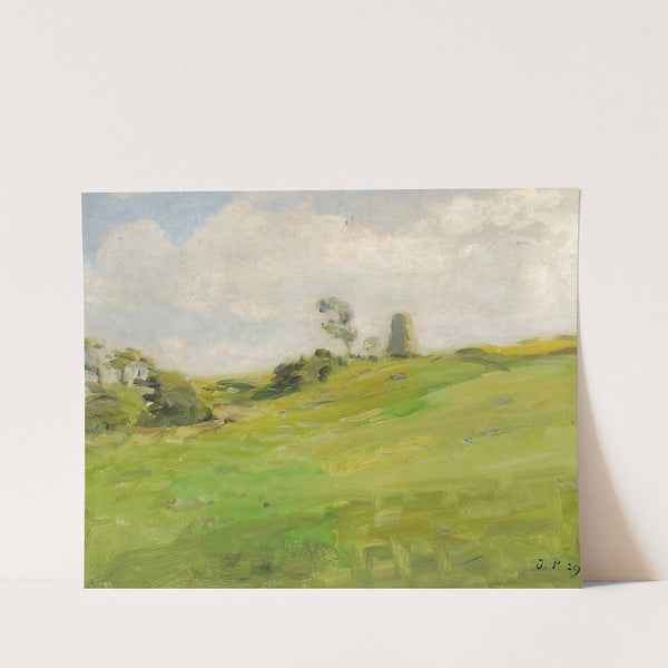 Marklandskab med træer i horisonten by Julius Paulsen