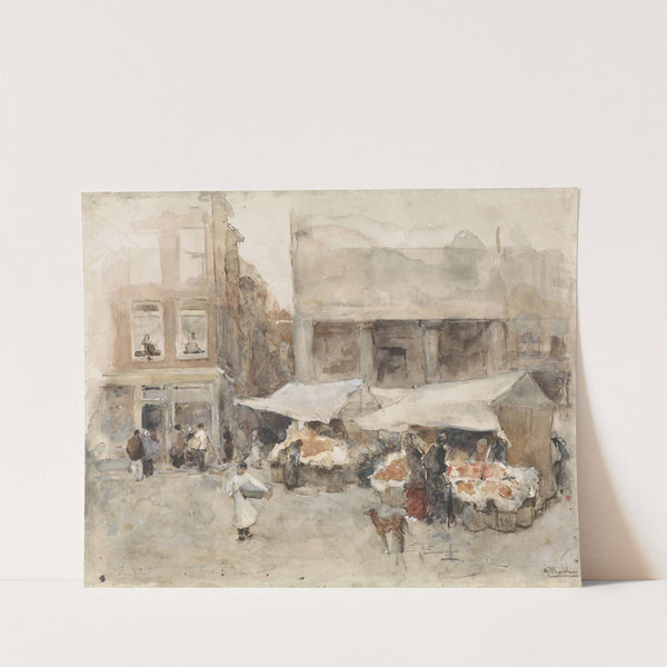Markt met bloemenstalletjes by George Hendrik Breitner