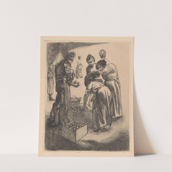 Marktscène met fruitverkoper by Johannes Josephus Aarts