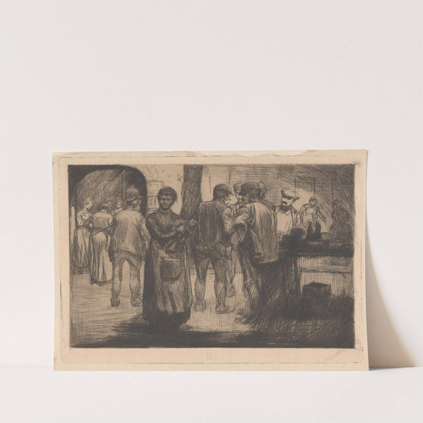 Marktscène met mannen en vrouwen by Johannes Josephus Aarts