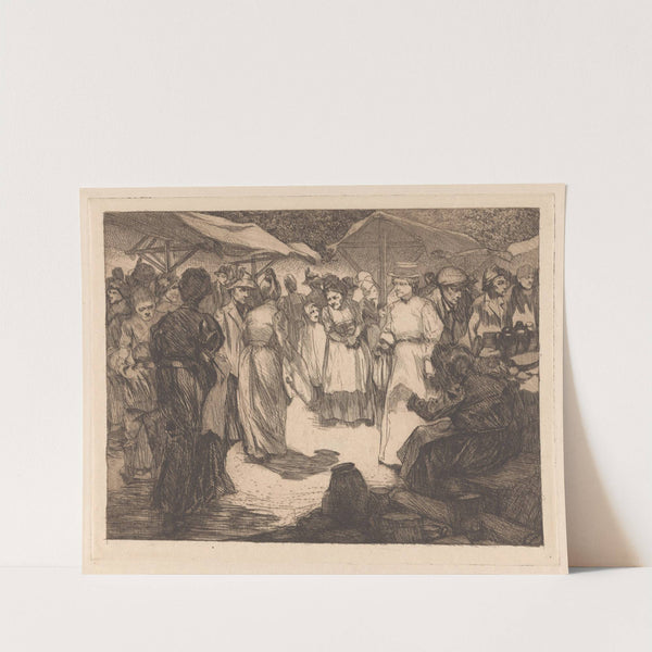 Marktscène met mannen en vrouwen (1909-1910) by Johannes Josephus Aarts