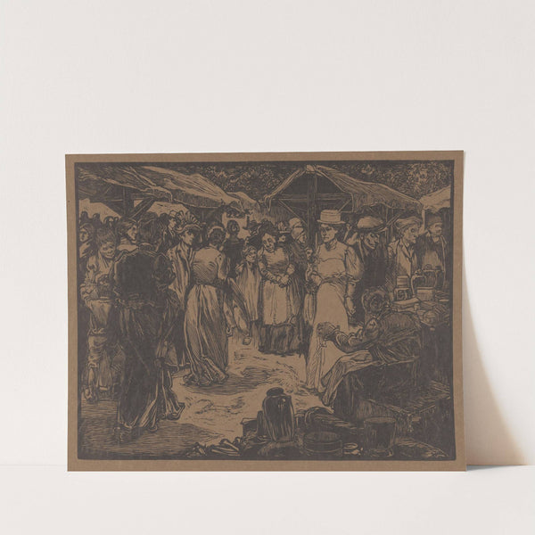 Marktscène met mannen en vrouwen by Johannes Josephus Aarts