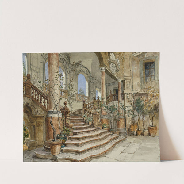 Marmortreppe im Palazzo Bonagia in Palermo (1878) by Alois Schönn