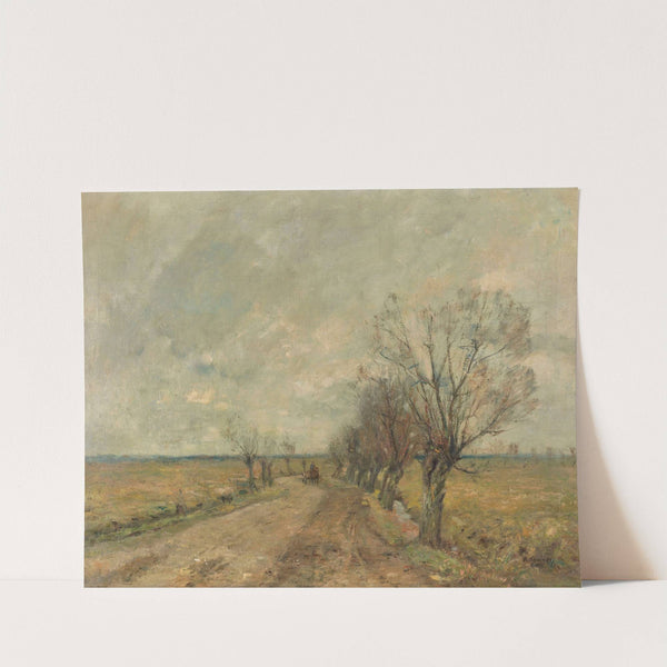 Marschlandschaft mit Weidenallee und Reiter by Rudolf Höckner