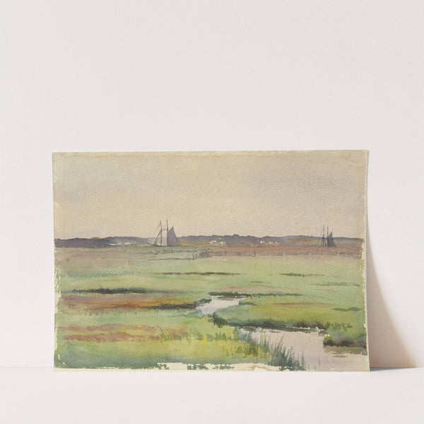 Marsh Landscape with Boats by Anonymous