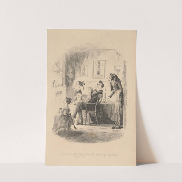 Martin Chuzzlewit; Meekness of Mr. Pecksniff and his charming daughters. by Hablot Knight Browne
