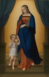 Mary holding the hand of baby Jesus