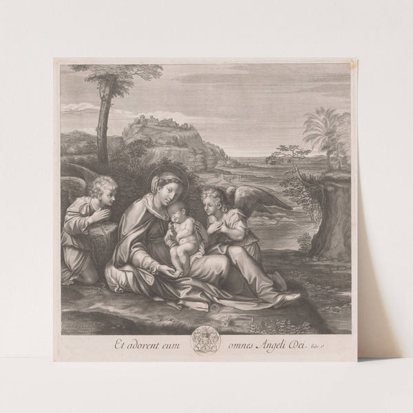 Mary with sleeping Christ child and two angels by Francois de Poilly