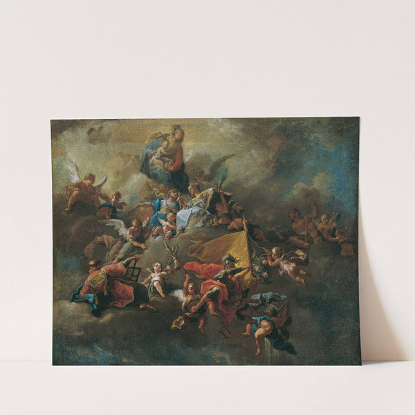 Mary With The Child And Saints, Enthroned On Clouds (1730) by Franz Anton Palko