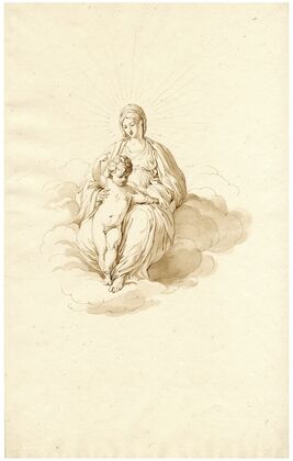 Mary with the Christ-child in the clouds