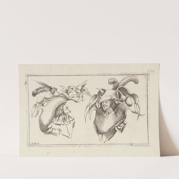 Masks and hats Pl.11 by Agostino Mitelli