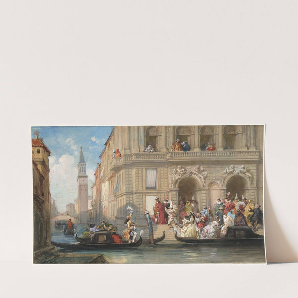 Masqueraders Boarding Gondolas before a Venetian Palazzo (1869) by Eugène Lami