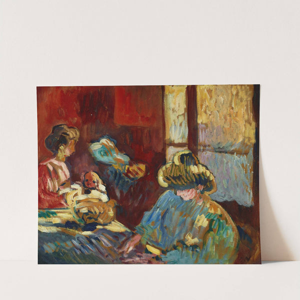 Maternité, femme en bleu devant la fenêtre by Louis Valtat