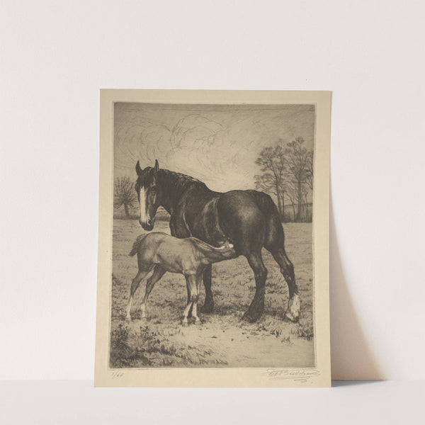 Maternité (Jument et poulain têtant) by Constant Eugène de Busschere