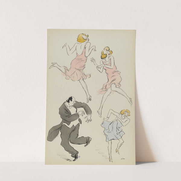 Maurice de Rothschild, Cécile Sorel en bleu et un personnage féminin en rose (1927) by Georges Goursat (Sem)