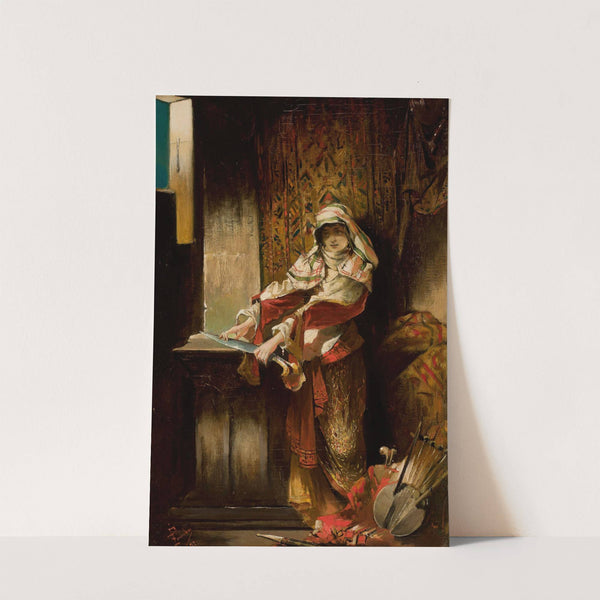 Mauritanian woman sharpening a yatagan by Franciszek Żmurko