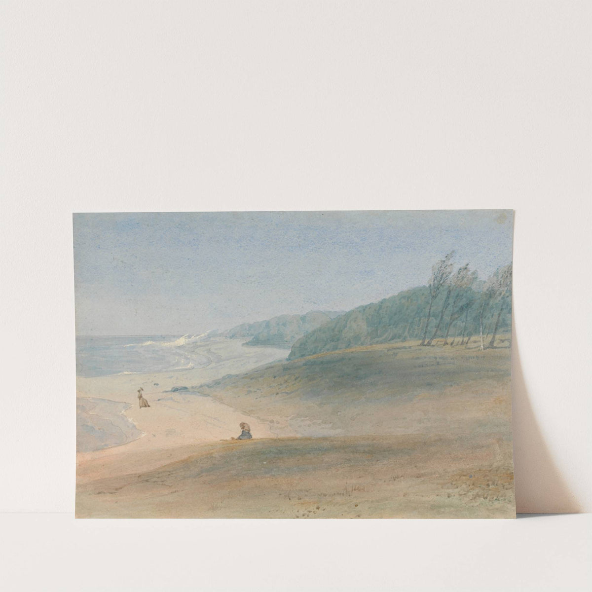 Mauritius - a child watching her mother walking near the sea, presumably Mrs. Chamberlayne and one of her children by William John Chamberlayne