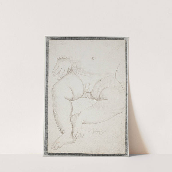 Mave, skød og ben, samt en hånd med armbånd af en sovende smådreng by Hans Baldung